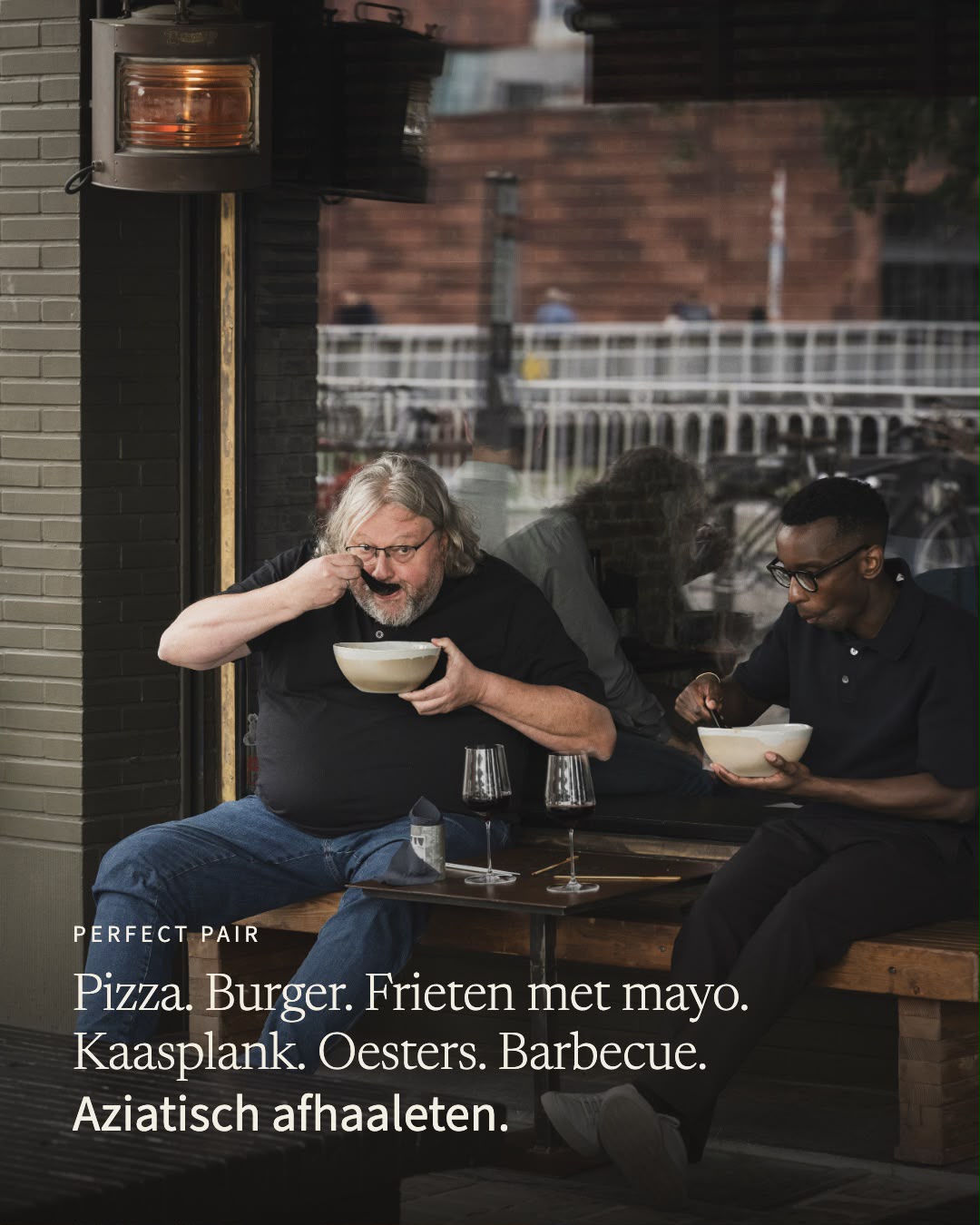 Perfect pair: pizza, burger, frieten met mayo, kaasplank, oesters, barbecue, Aziatisch afhaaleten